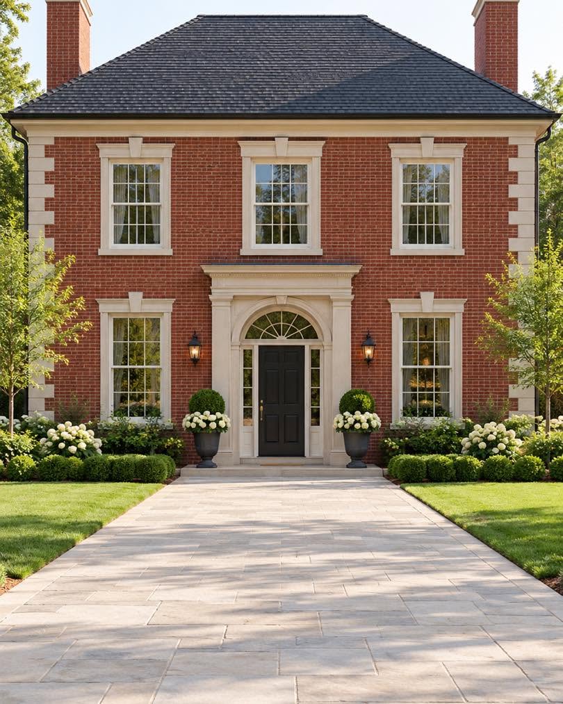Red brick colonial house