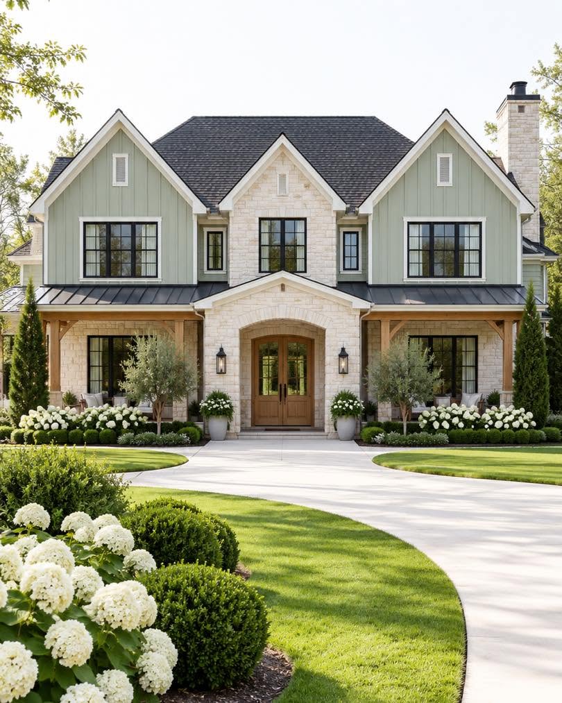 Sage green farmhouse