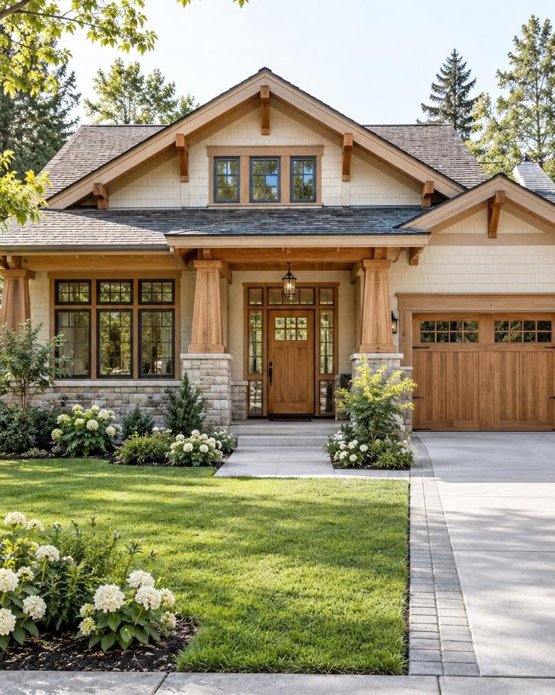 Craftsman house with timber porch